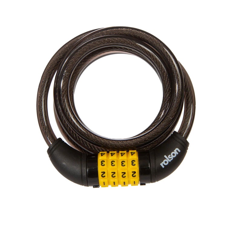 10 x 1800mm Combination Bicycle Lock 66738 | Braided Cable with PVC Sheath, 4-Digit Resettable